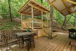 Back Deck with hot tub gazebo, gas grill and patio table